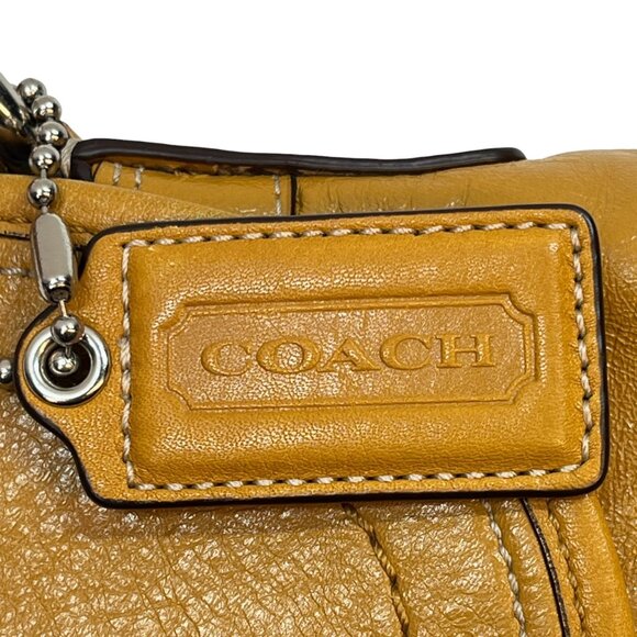Coach yellow Golden Rod SoHo Pleated leather Handbag Snap Closure Pockets - Picture 2 of 16